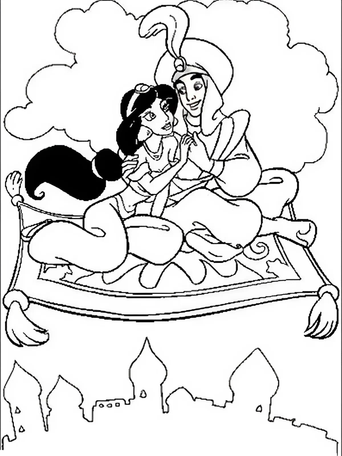 Aladdin Und Jasmin Auf Dem Fliegenden Teppich