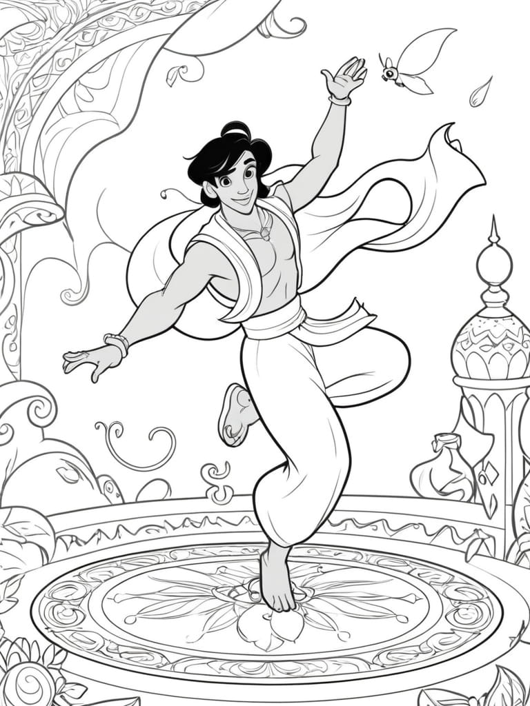 Ausmalbild Disney Aladdin Tanzend