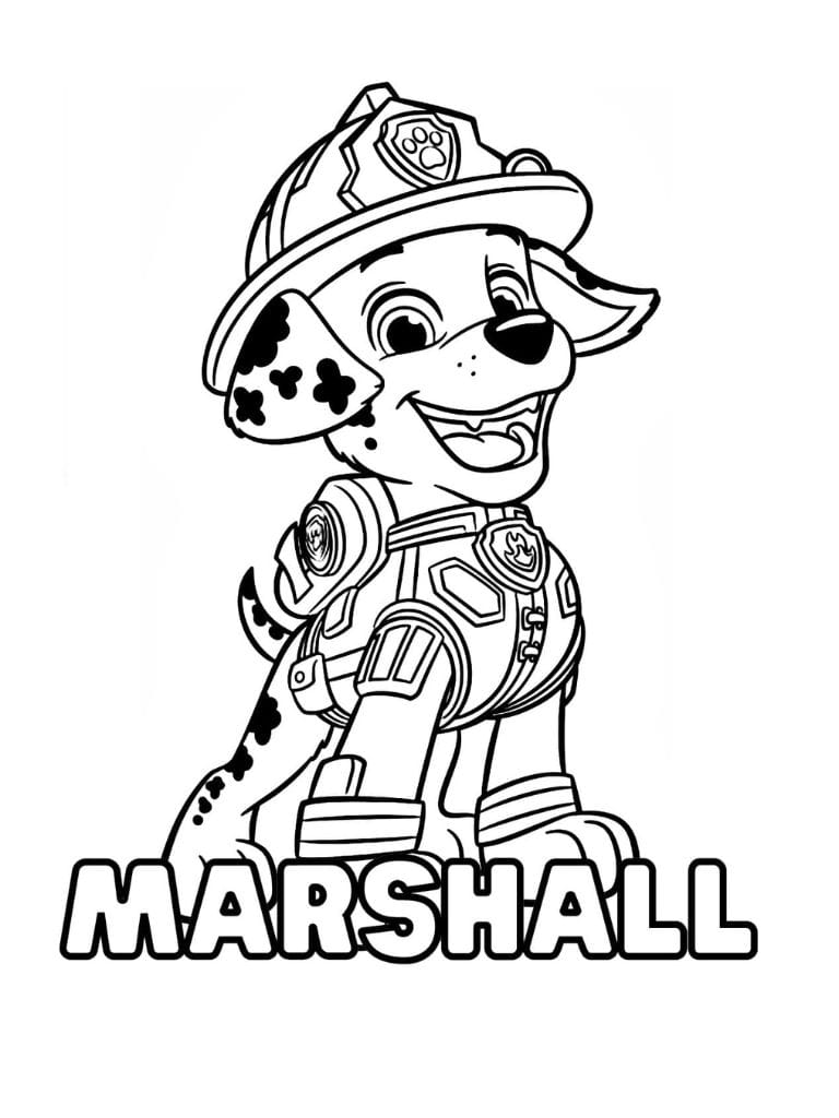 Ausmalbild Paw Patrol Marshall Feuerwehrhund