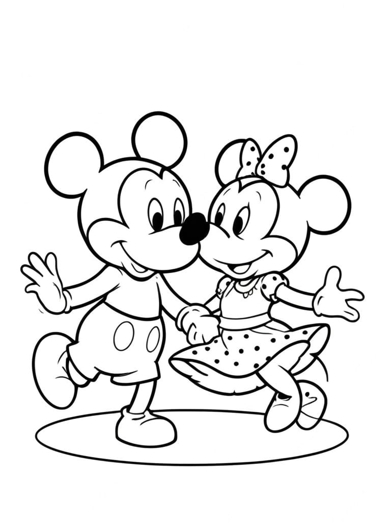 Ausmalbilder Disney Mickey Mouse Minnie Mouse Paar Verliebt