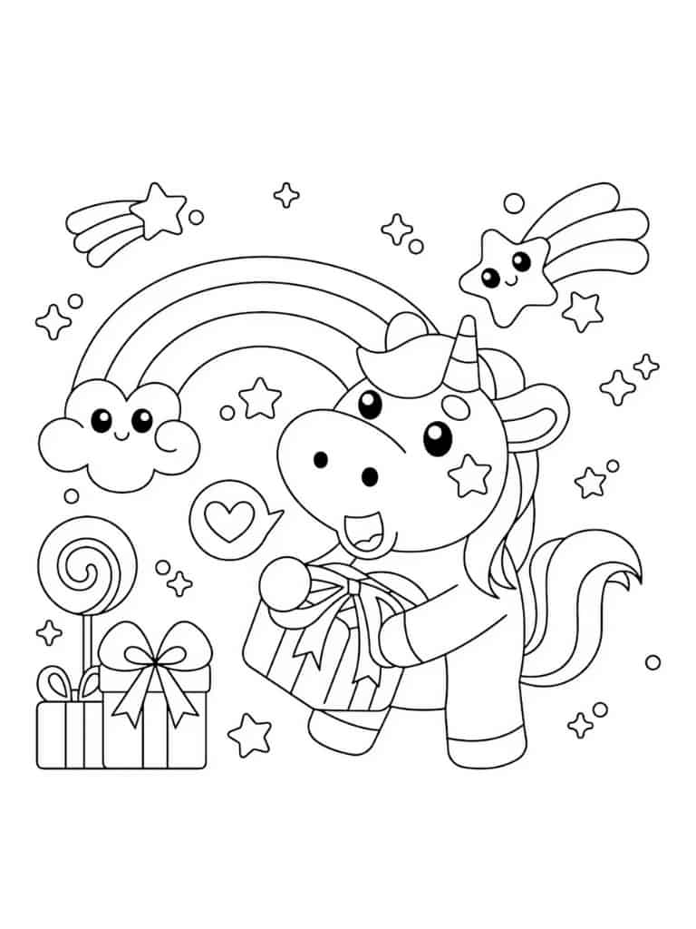 Ausmalbilder Geburtstag Einhorn Mit Geburtstagstorte