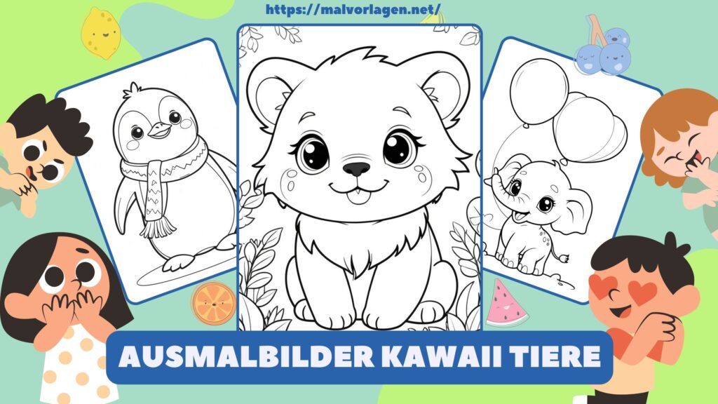 Ausmalbilder Kawaii Tiere