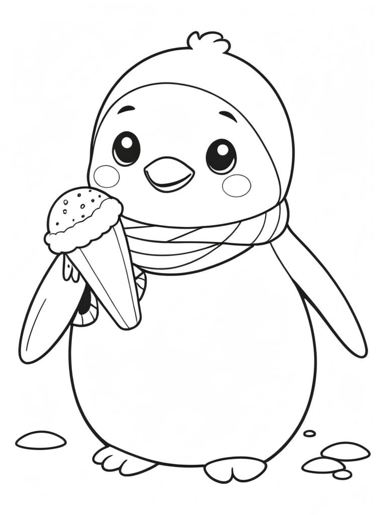 Ausmalbilder Pinguin Isst Eis