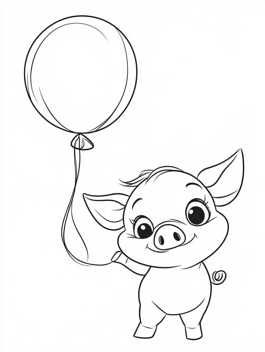 Schwein Mit Ballon Ausmalbild