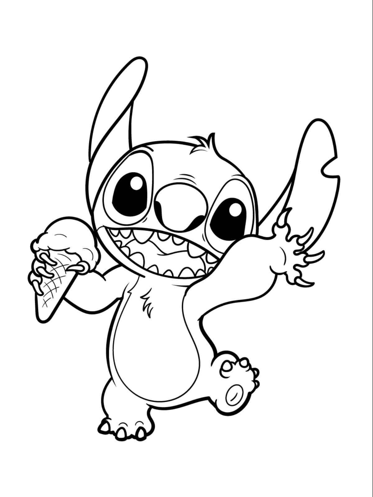 Stitch–eis Essen– Ausmalbilder