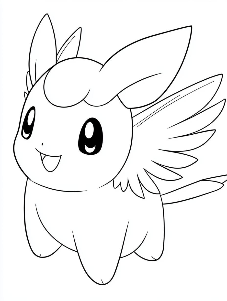 Ausmalbild Pichu Flugel