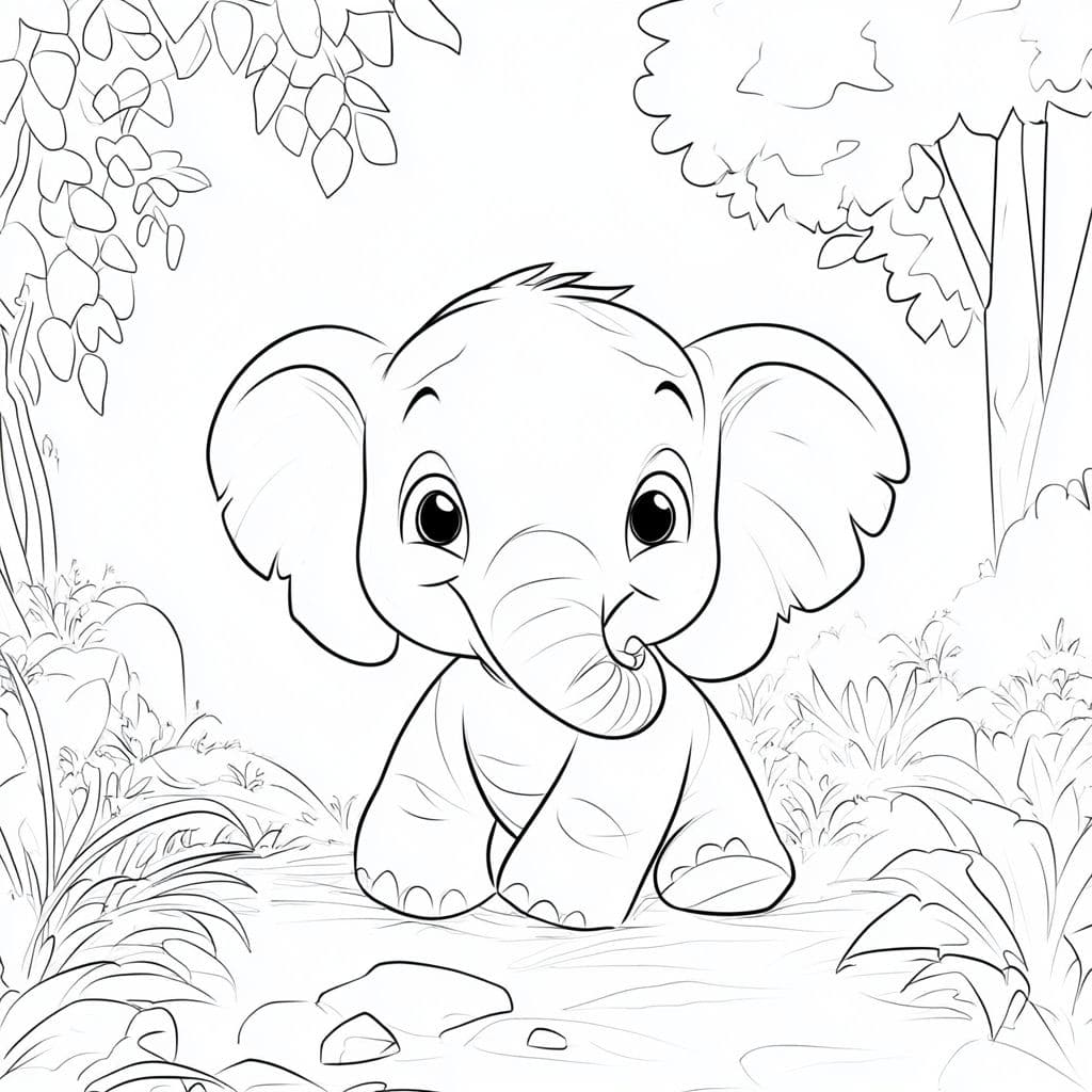 Ausmalbilder Baby Elefant