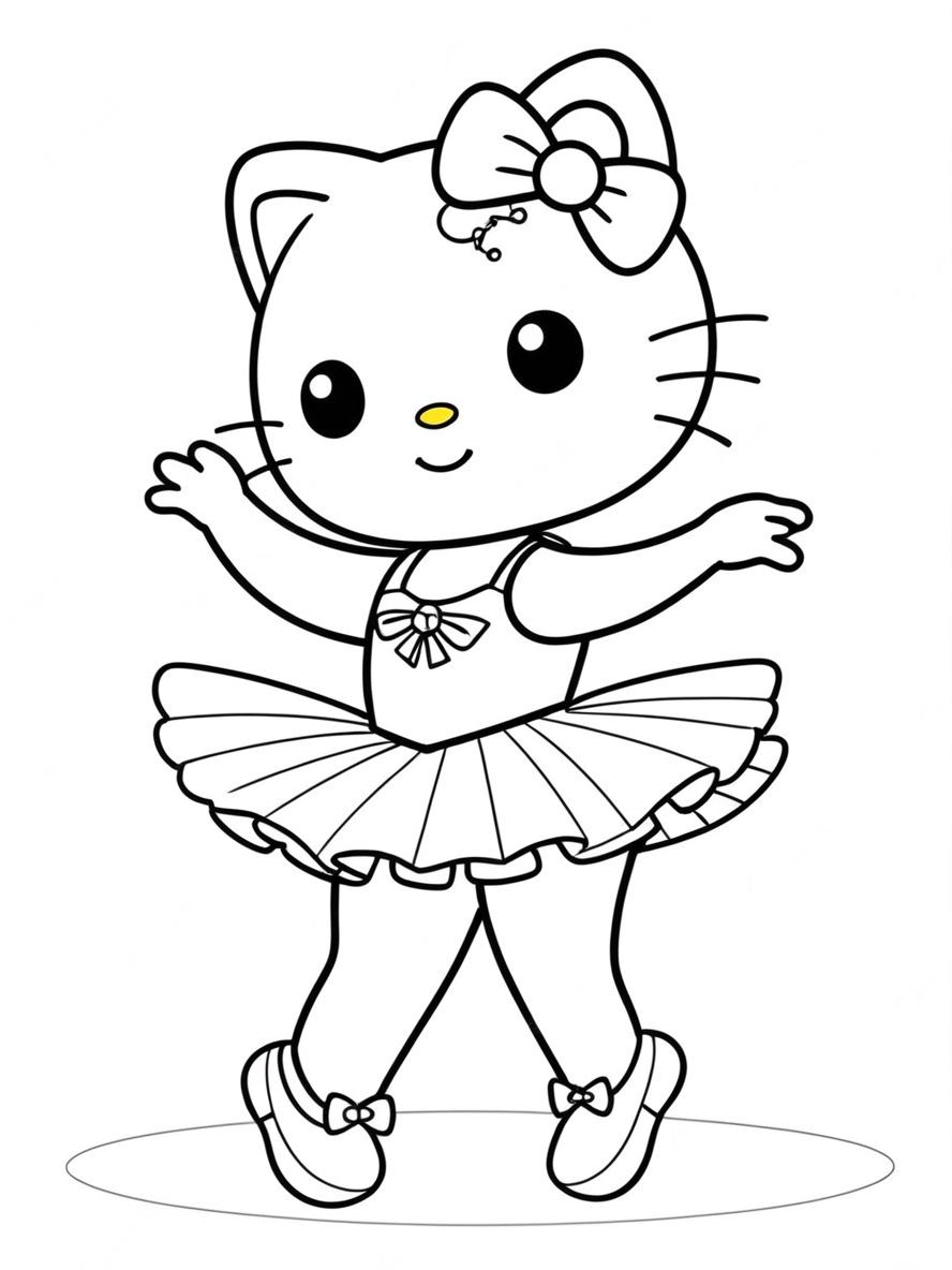 Ausmalbilder Balletttanz Hello Kitty