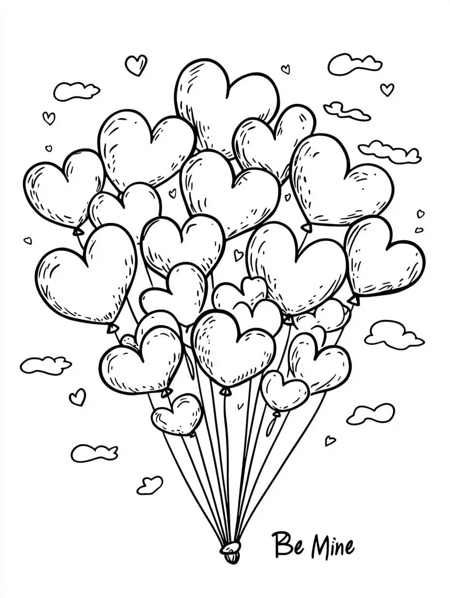 Ausmalbilder Ballon Valentinstag