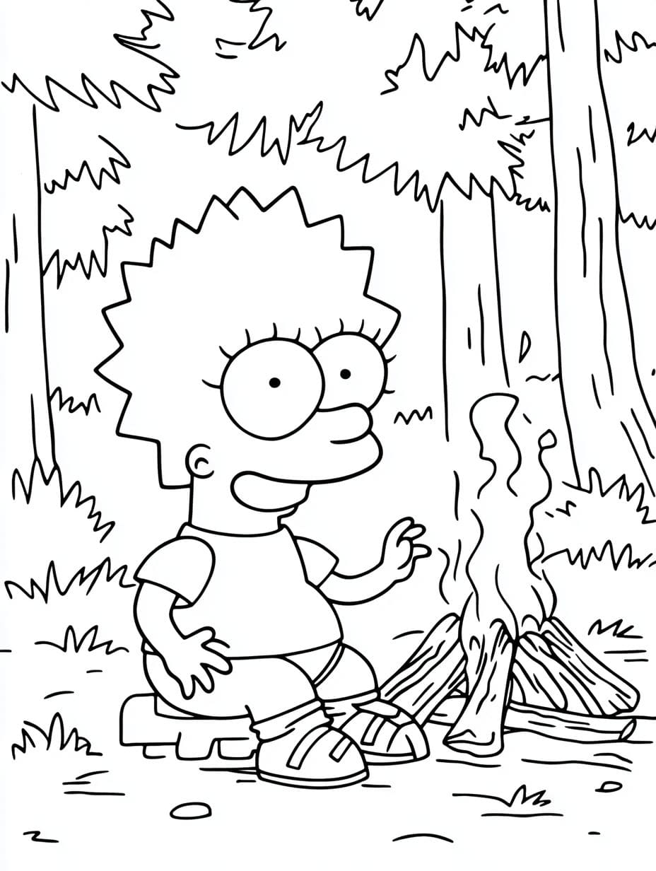 Ausmalbilder Bart Simpson Ein Feuer Machen