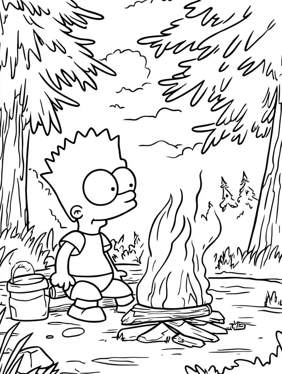 Ausmalbilder Bart Simpson Im Wald