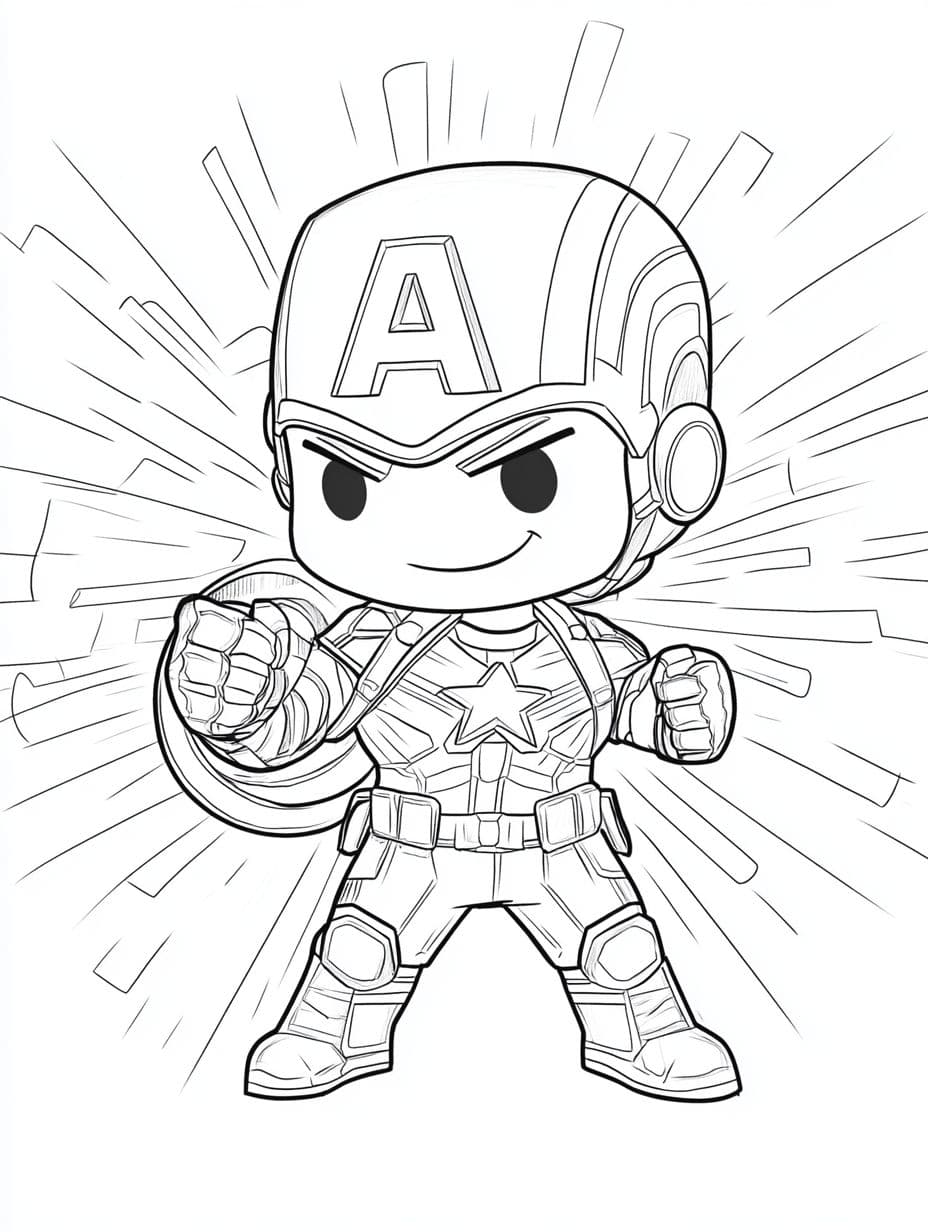 Ausmalbilder Captain America Chibi