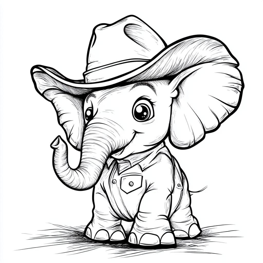 Ausmalbilder Cowboy Elefant