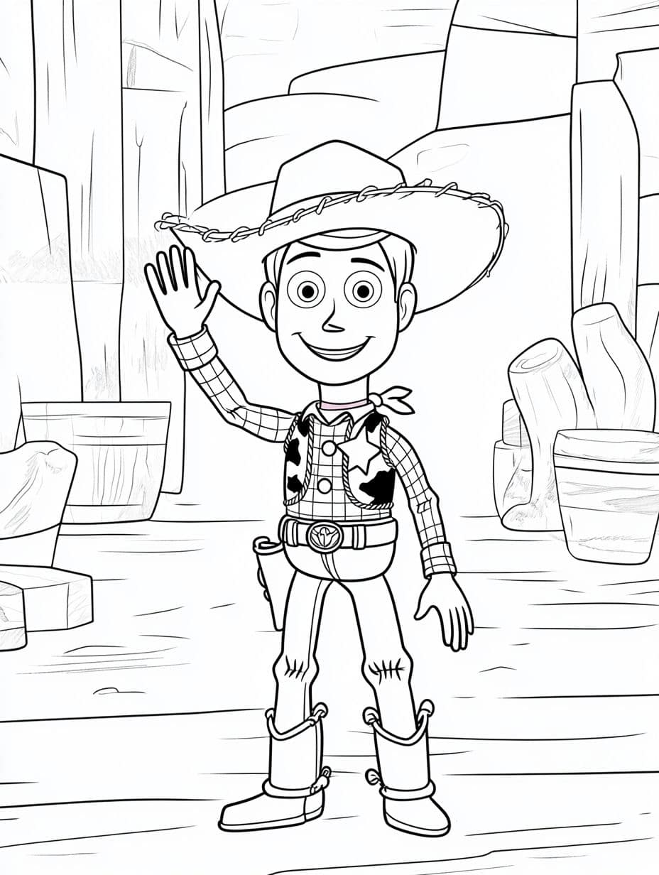 Ausmalbilder Cowboy In Toy Story Leicht Zu Bemalen