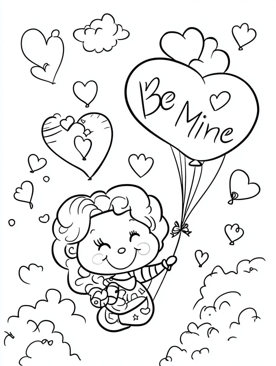 Ausmalbilder Cupid Ballon Valentinstag