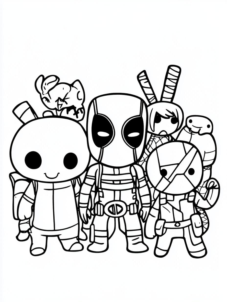 Ausmalbilder Deadpool Chibi Mehrdimensionales Uiversum