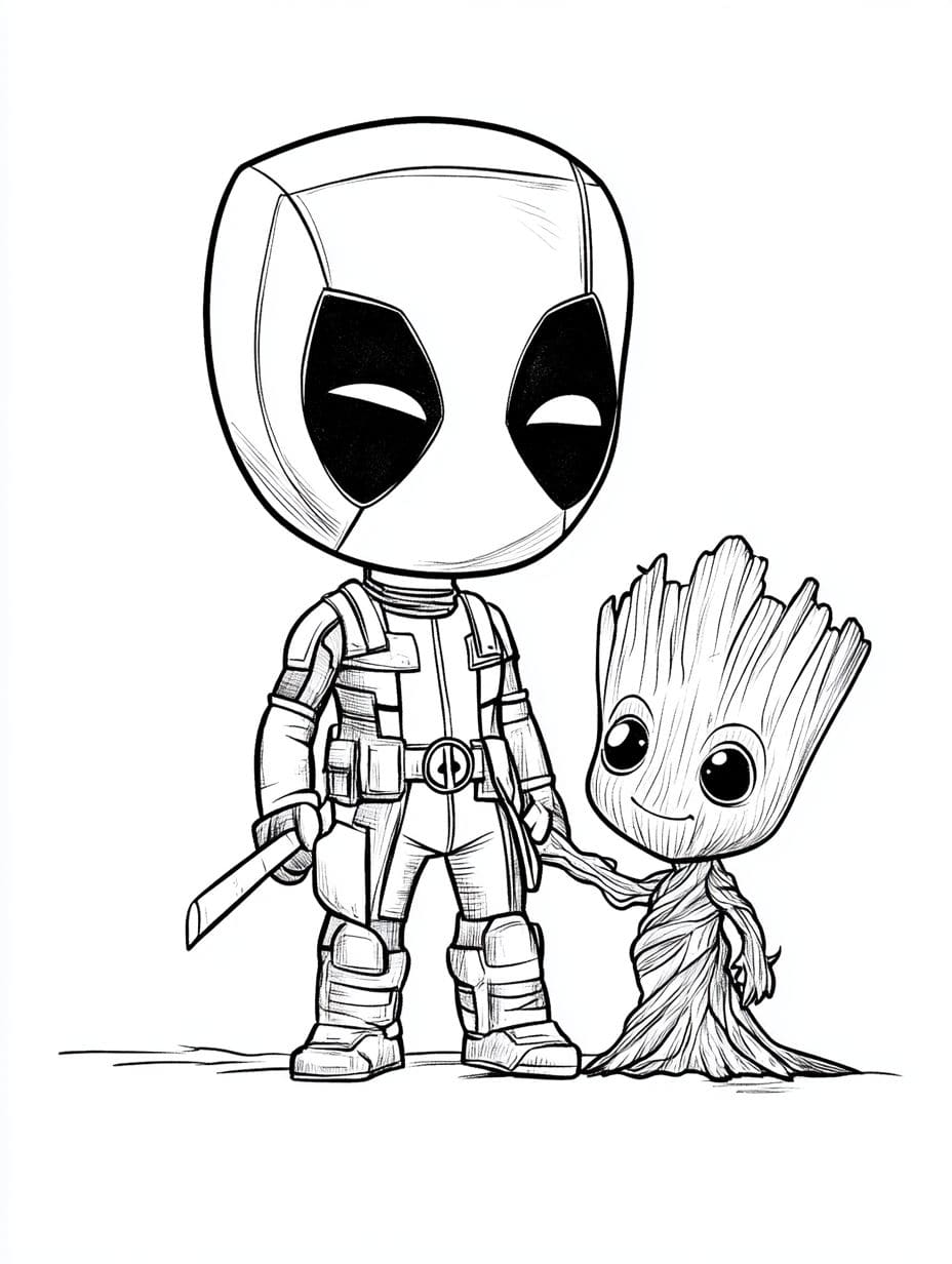 Ausmalbilder Deadpool Und Groot