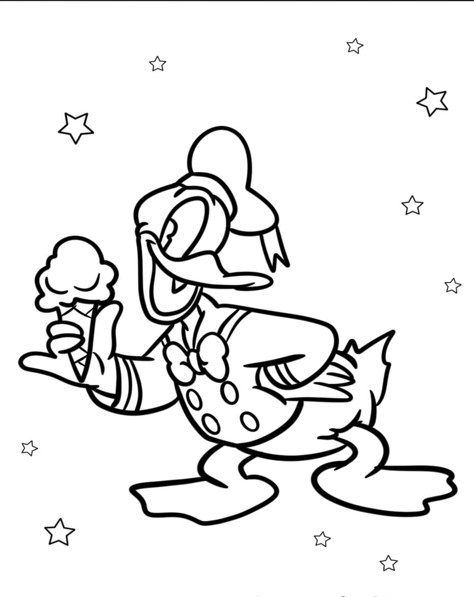 Ausmalbilder Donald Duck Eis Essen