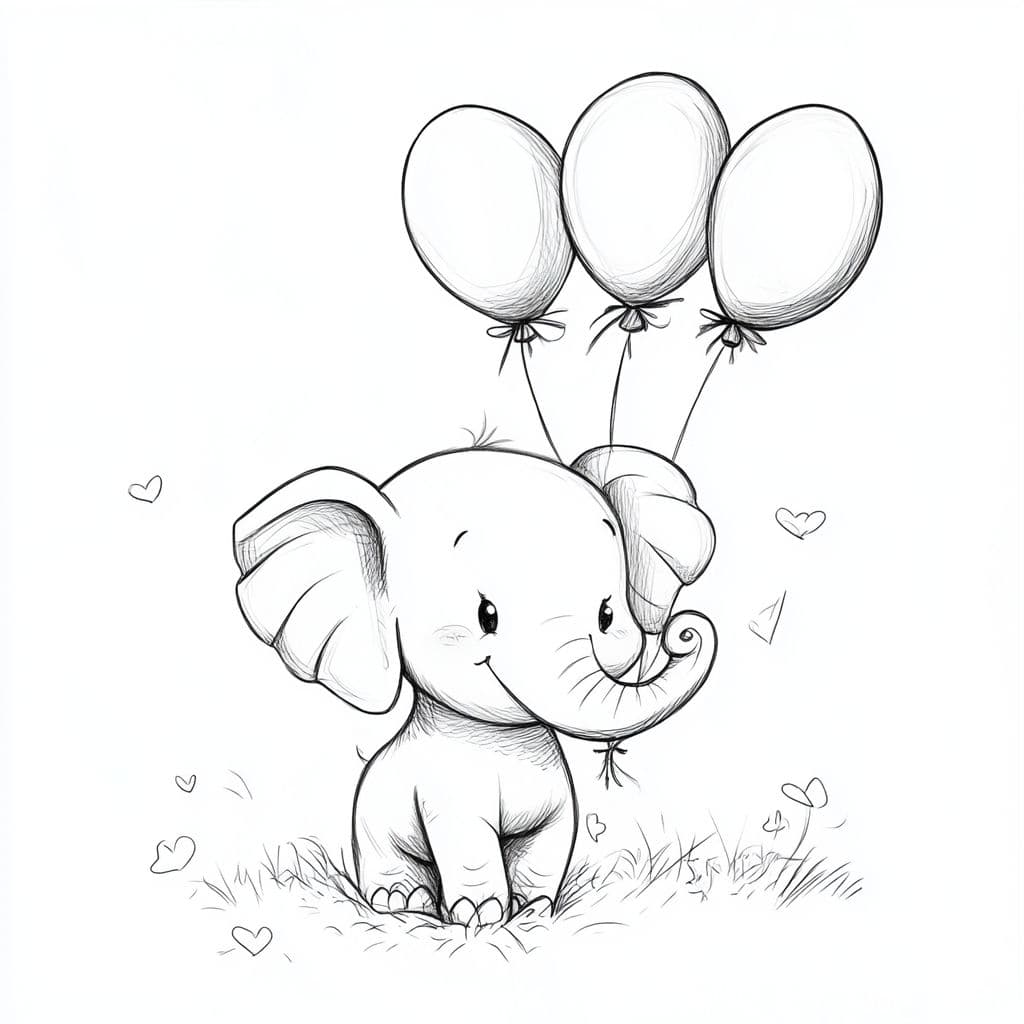 Ausmalbilder Elefant Mit Ballon Schön