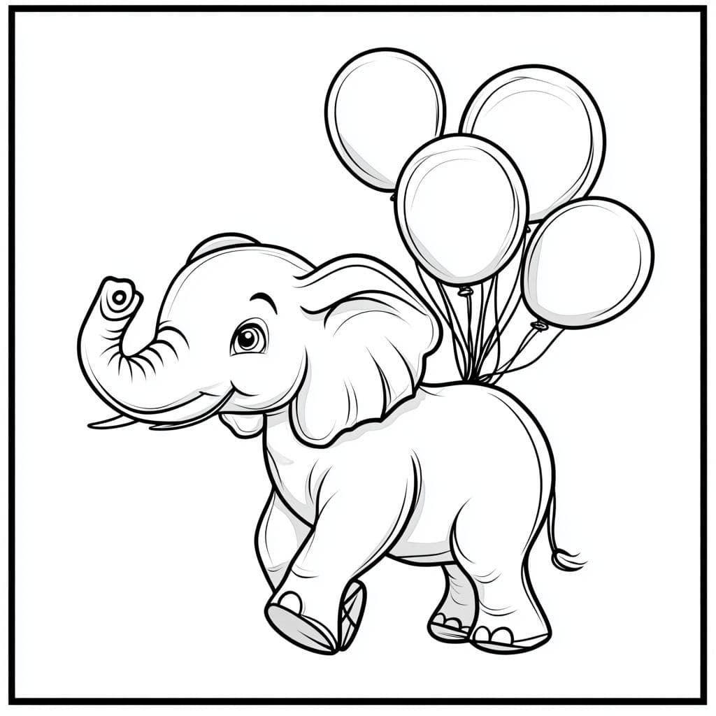 Ausmalbilder Elefant Mit Ballon