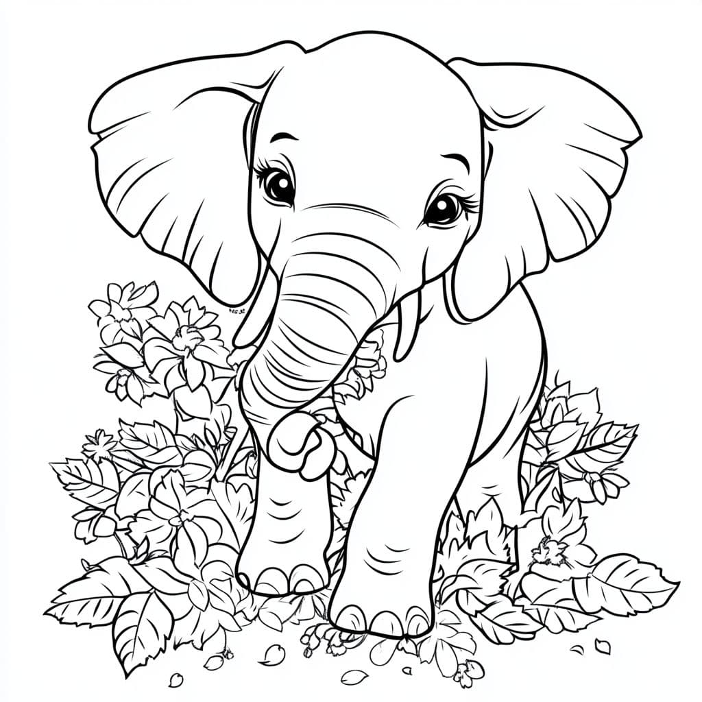 Ausmalbilder Elefant Mit Blumen