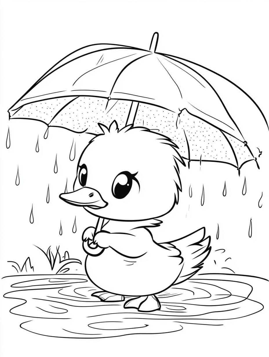 Ausmalbilder Ente Mit Regenschirm