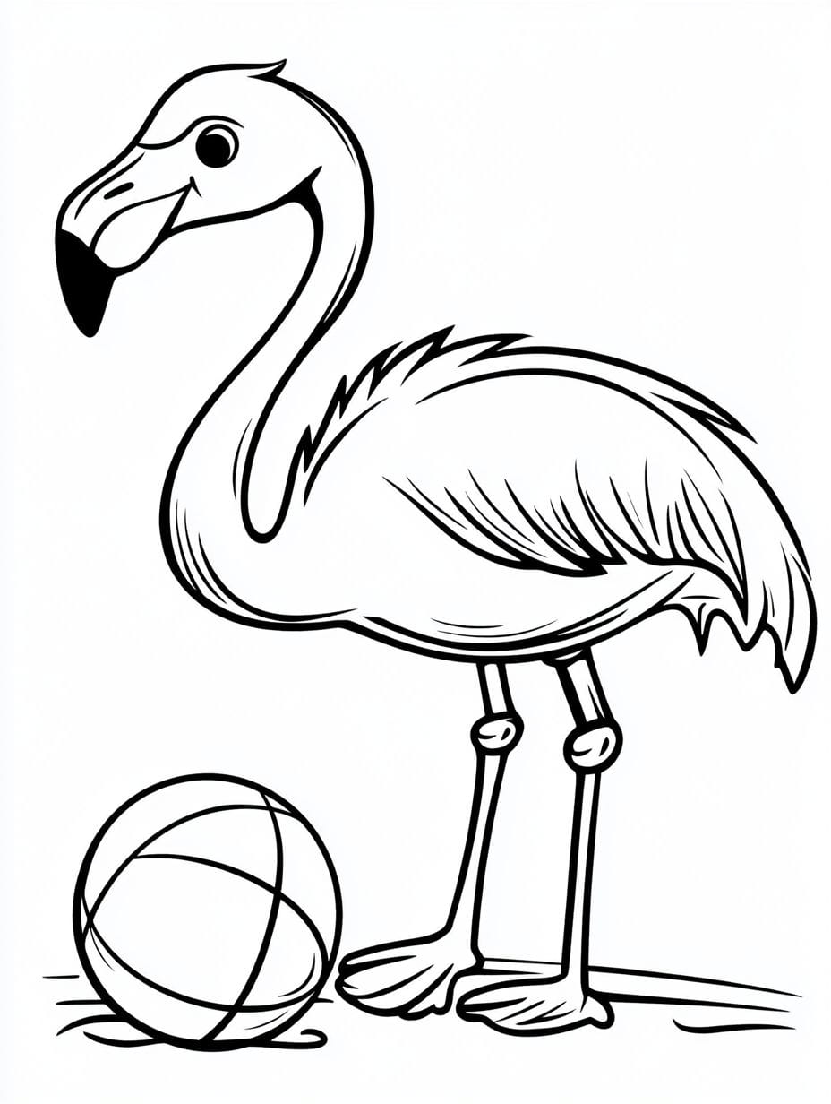 Ausmalbilder Flamingo Mit Dem Ball