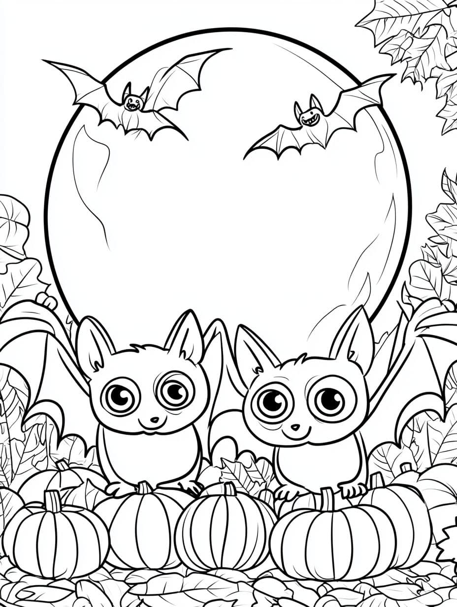 Ausmalbilder Fledermaus Und Geister Halloween