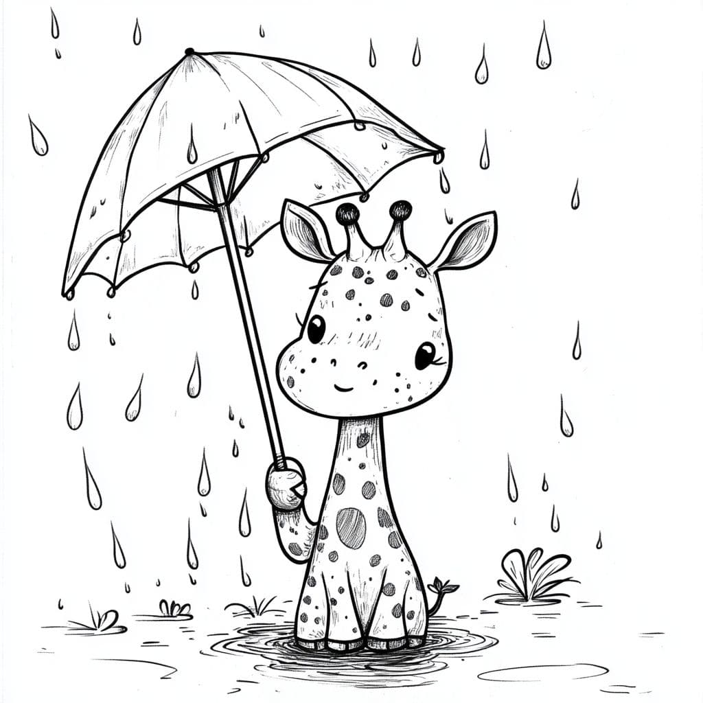 Ausmalbilder Giraffe Im Regen