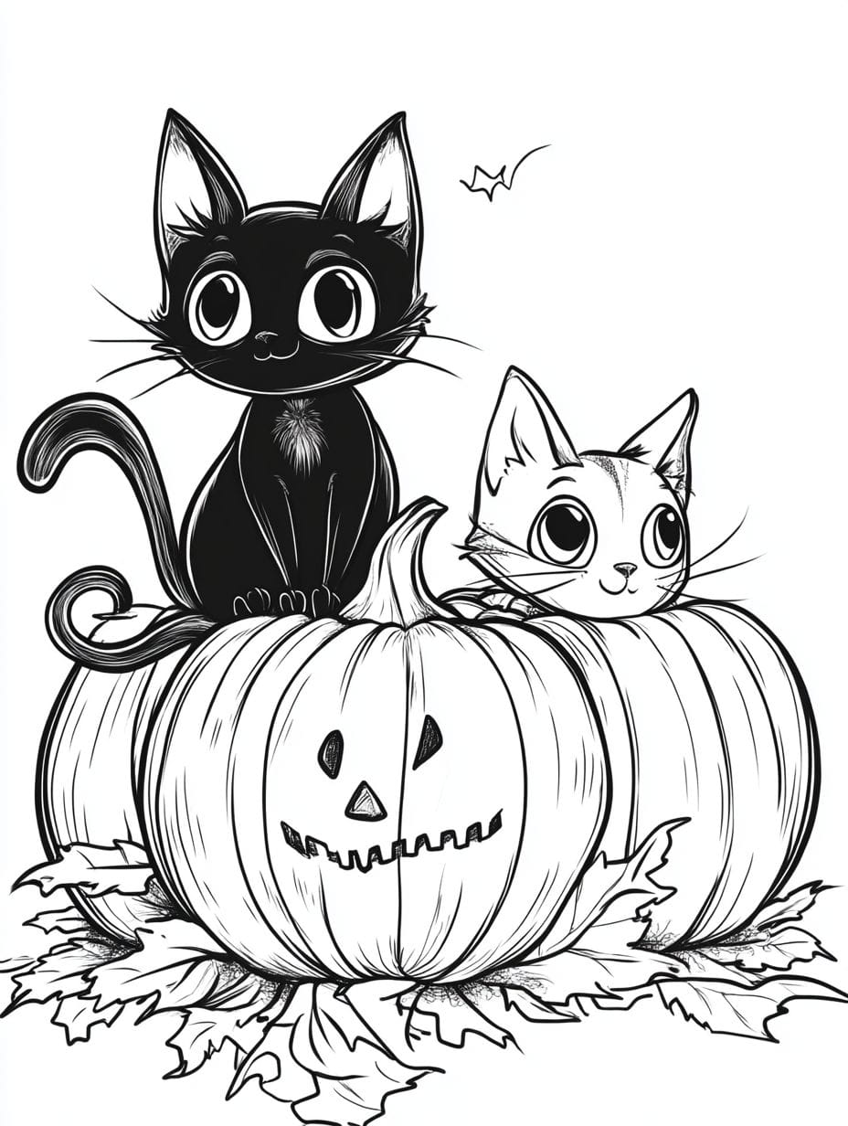 Ausmalbilder Halloween Kurbis Schwarze Katze