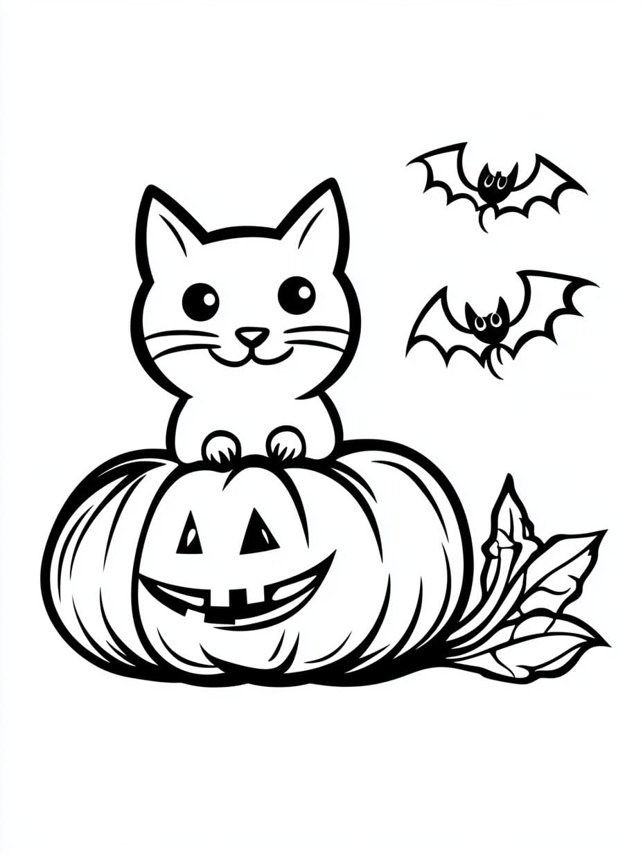 Ausmalbilder Halloween Kurbis Und Fledermaus