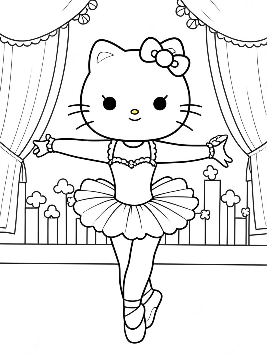 Ausmalbilder Hello Kitty Balletttanz