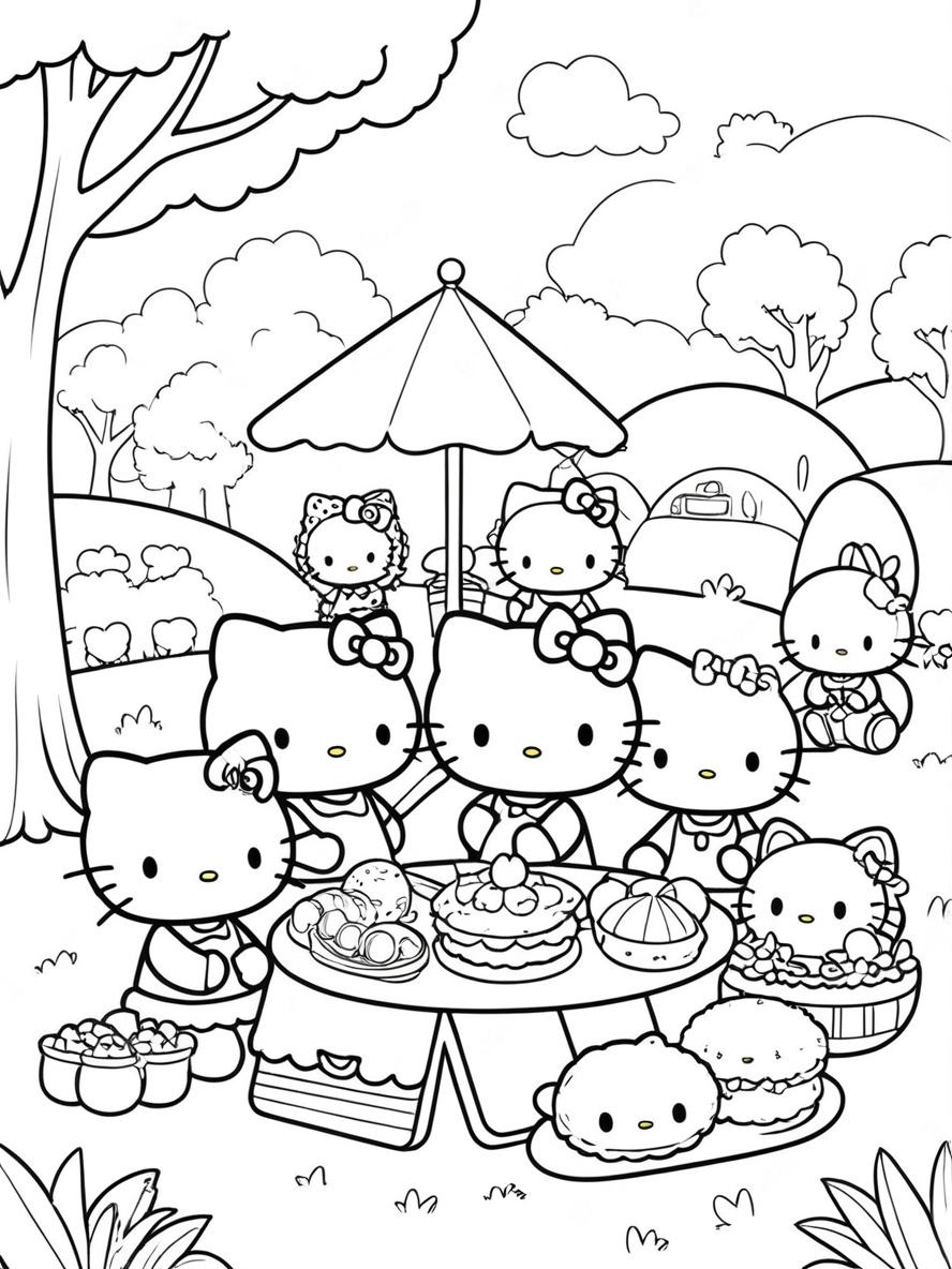 Ausmalbilder Hello Kitty Beim Camping