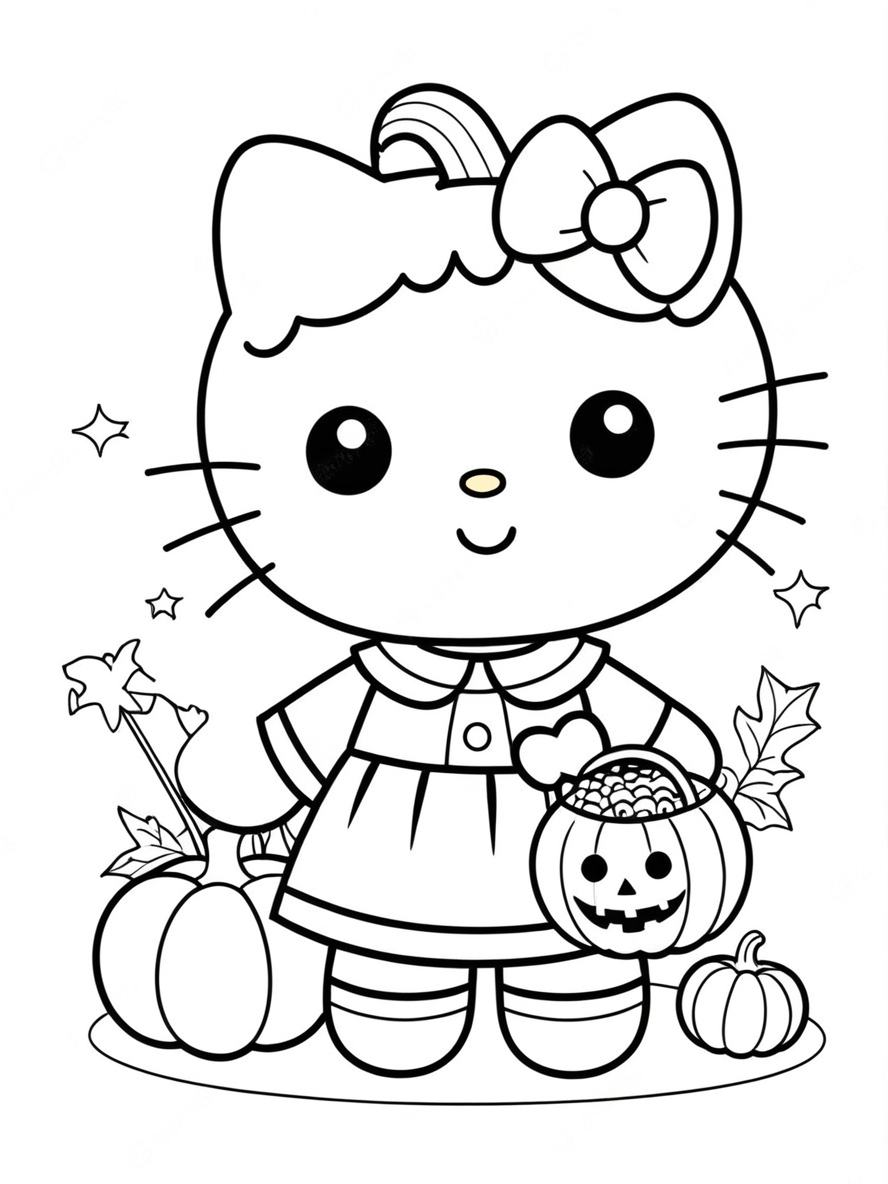 Ausmalbilder Hello Kitty Halloween