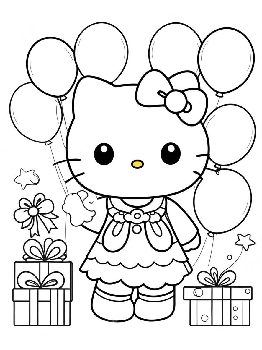 Ausmalbilder Hello Kitty Mit Geschenk