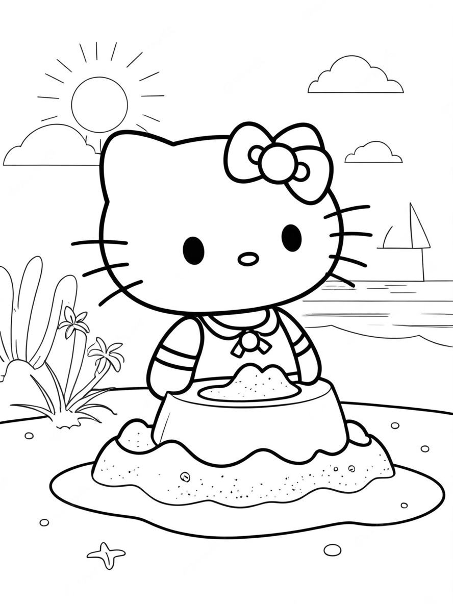 Ausmalbilder Hello Kitty Sommer