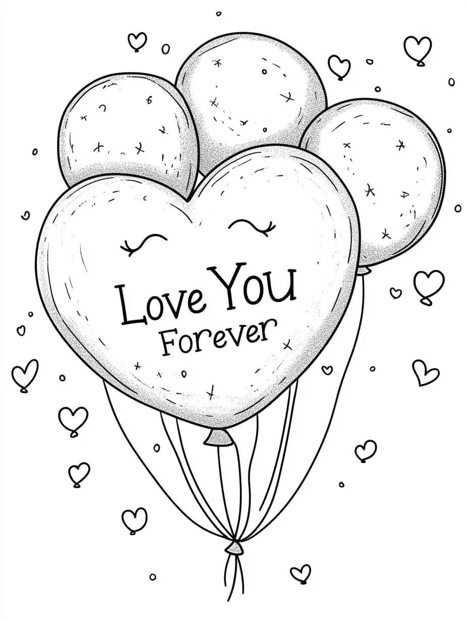 Ausmalbilder Herz Ballon Iloveyou