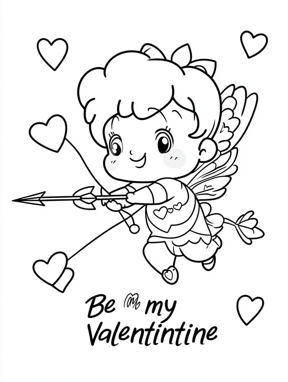 Ausmalbilder Herz Cupid