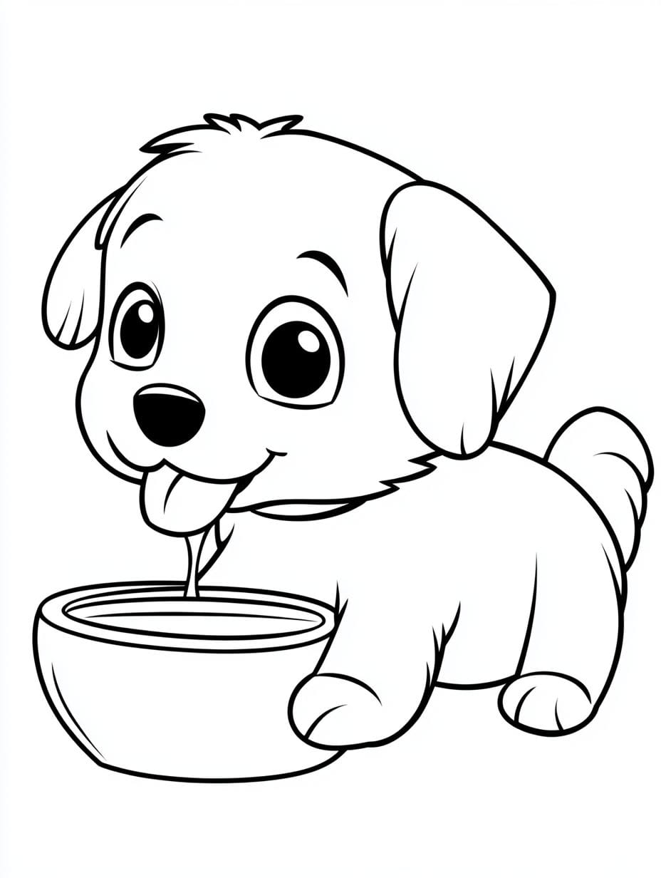 Ausmalbilder Hunde Milch Trinken