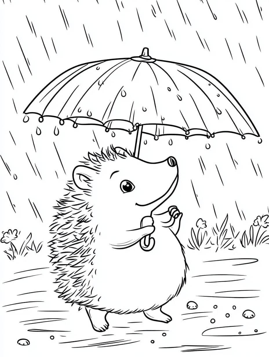 Ausmalbilder Igel Im Regen