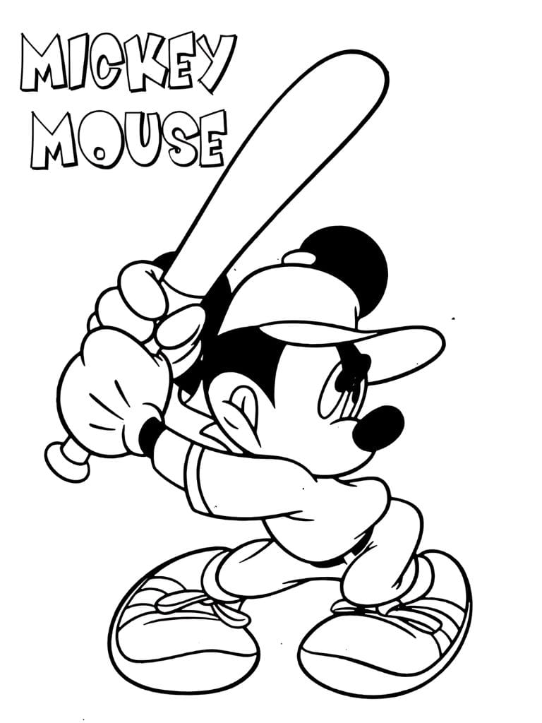 Ausmalbilder Mickey Baseball