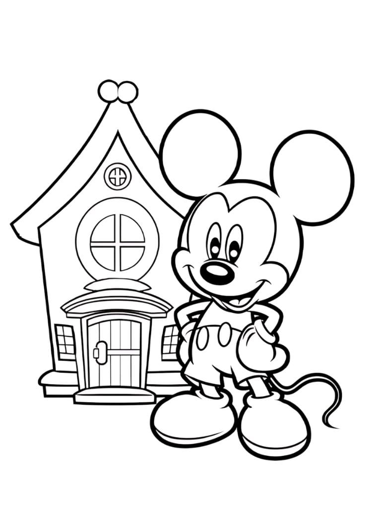 Ausmalbilder Mickey Und Kleines Haus