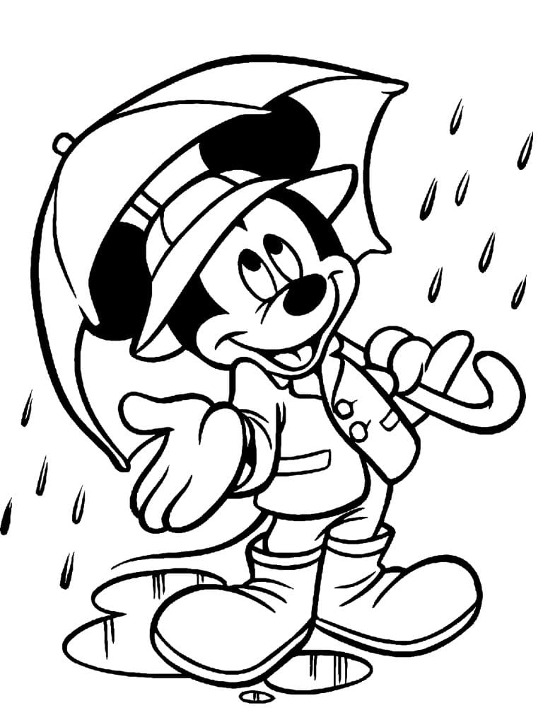 Ausmalbilder Mickey Unter Dem Regen