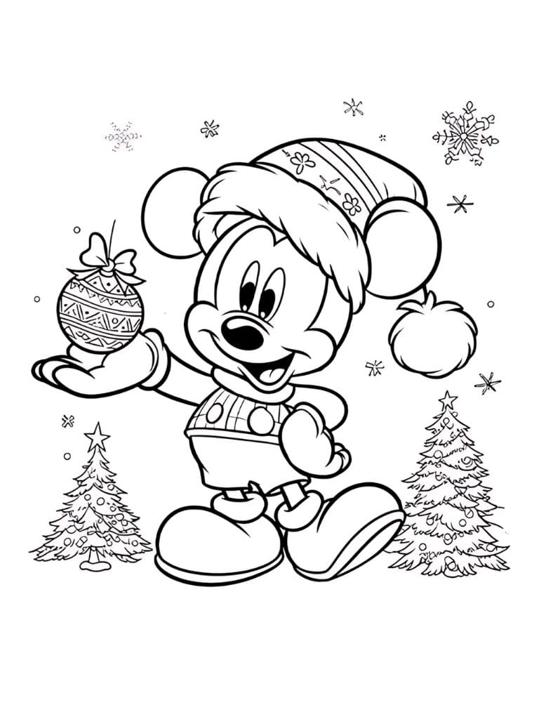 Ausmalbilder Mickey Weihnachten