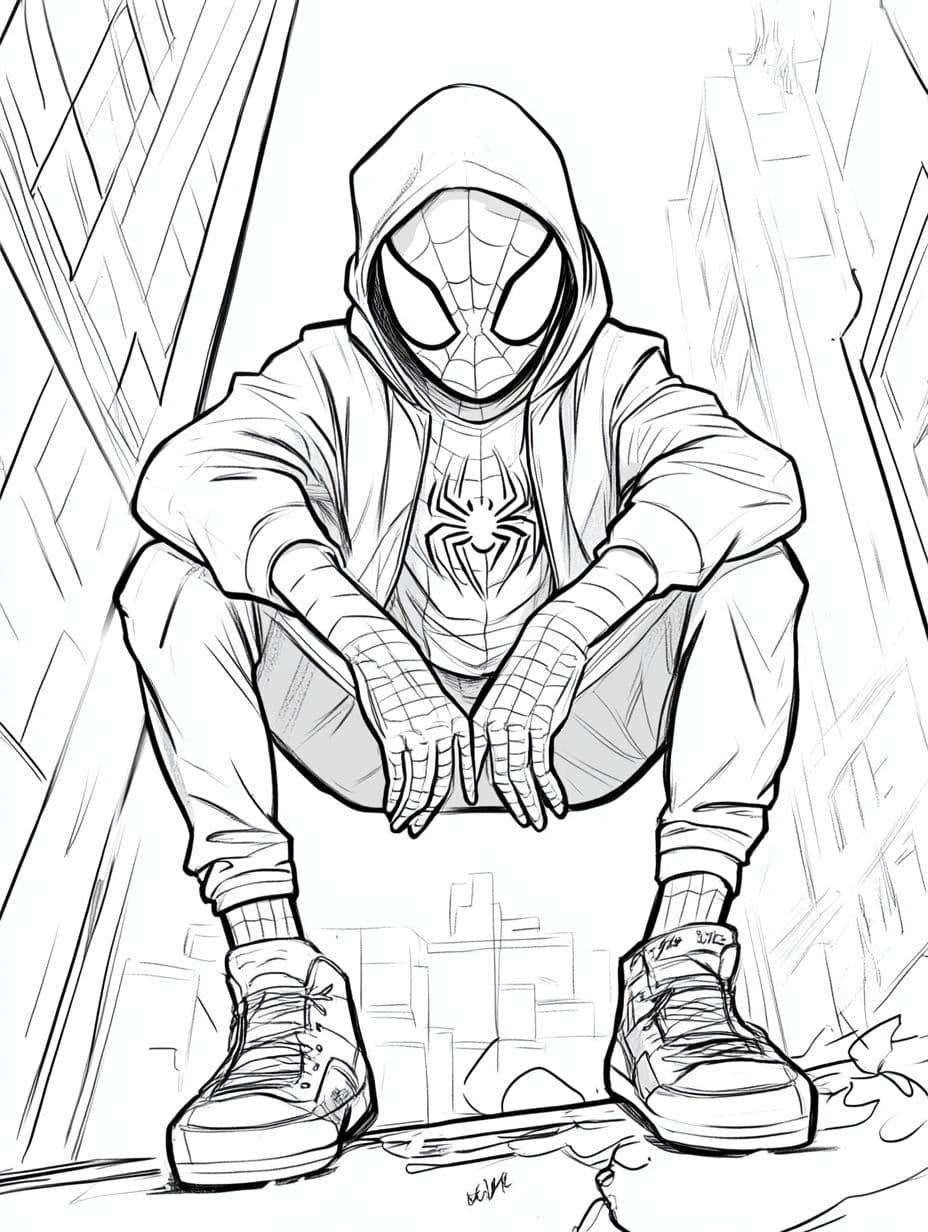 Ausmalbilder Miles Morales In Der Stadt