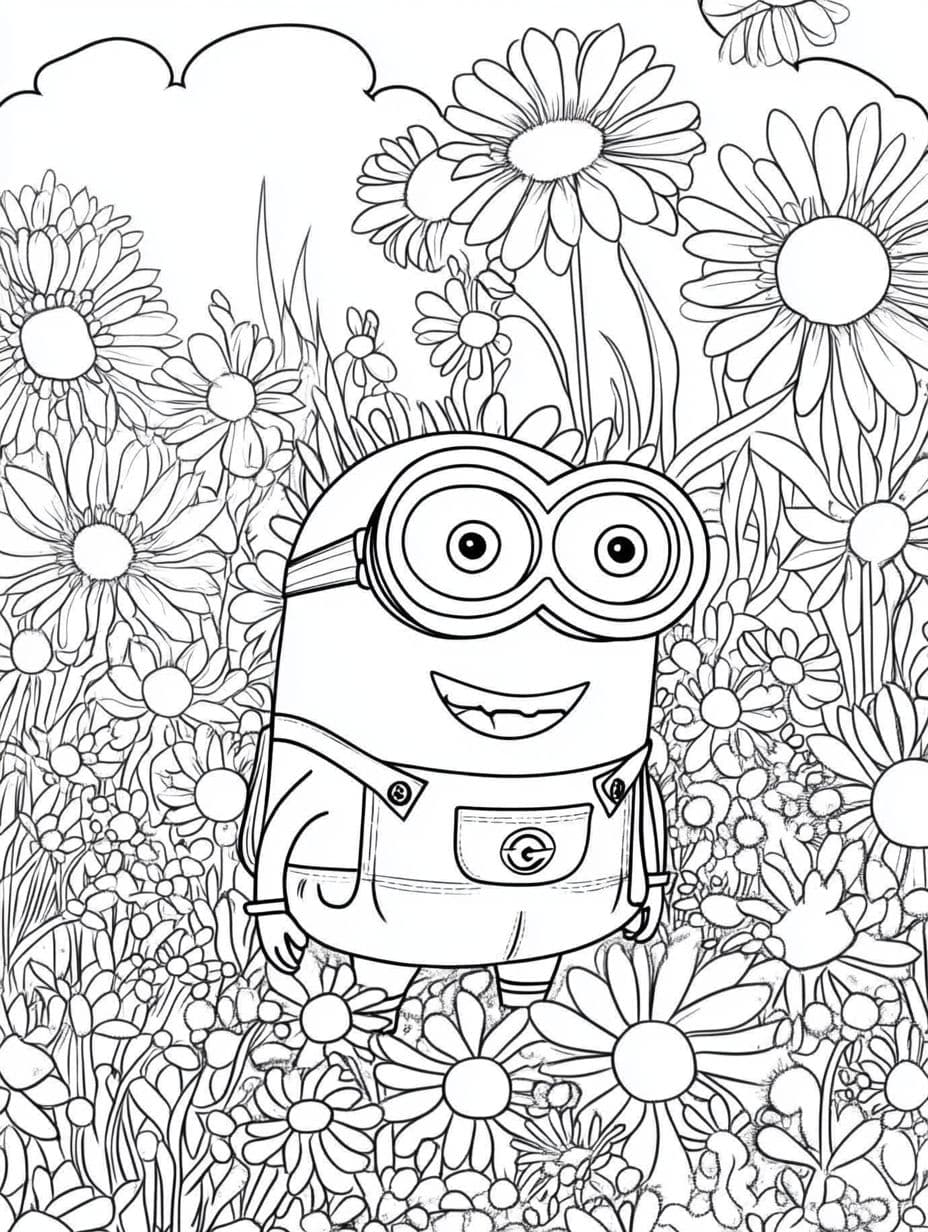 Ausmalbilder Minions Verloren Im Land Der Blumen