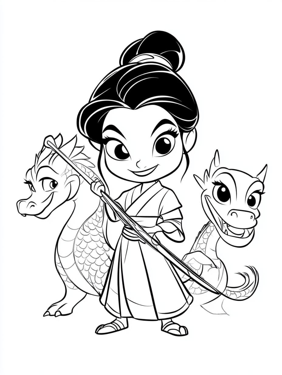 Ausmalbilder Mulan Und Mushu