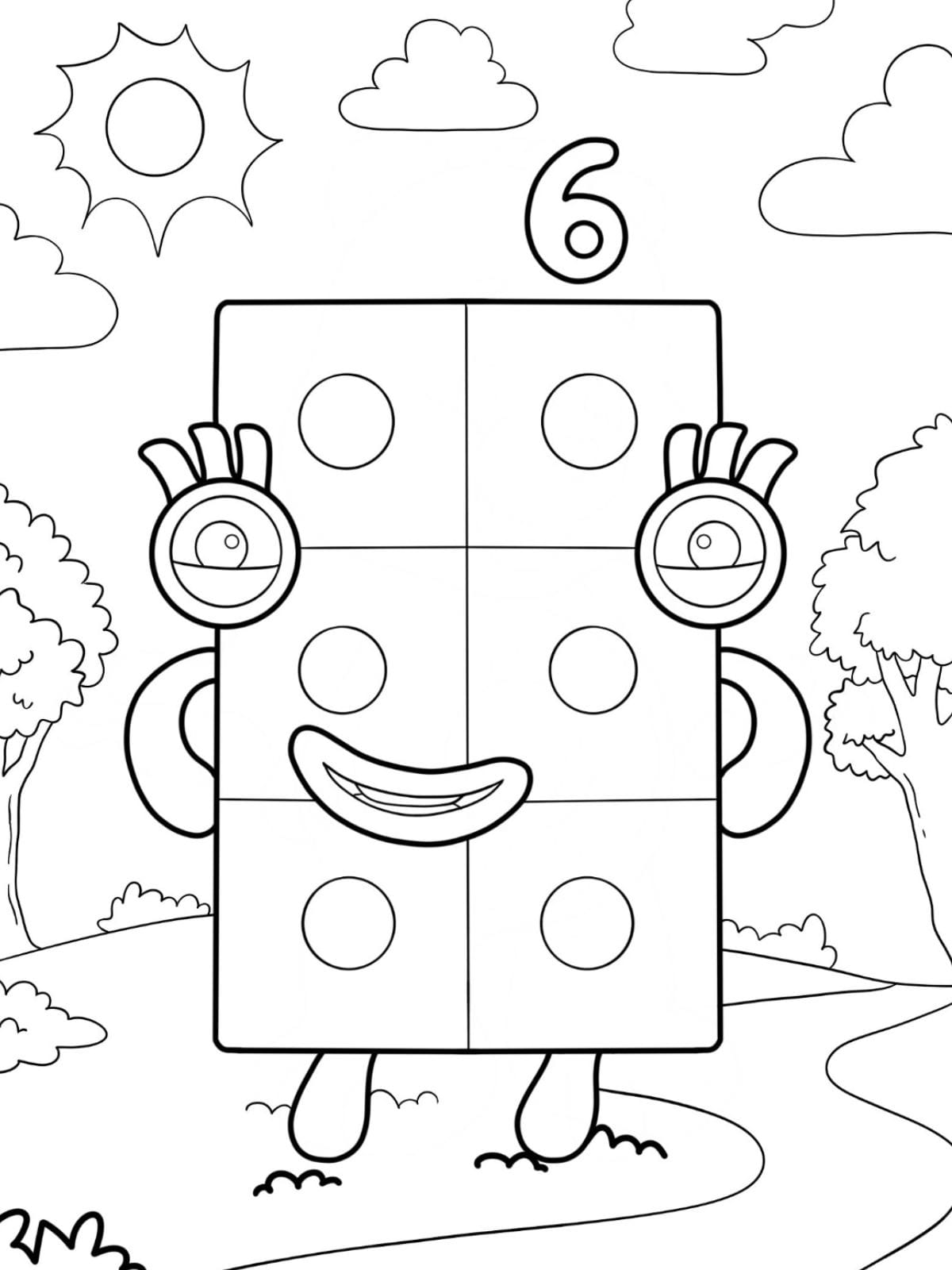 Ausmalbilder Numberblocks Sechs