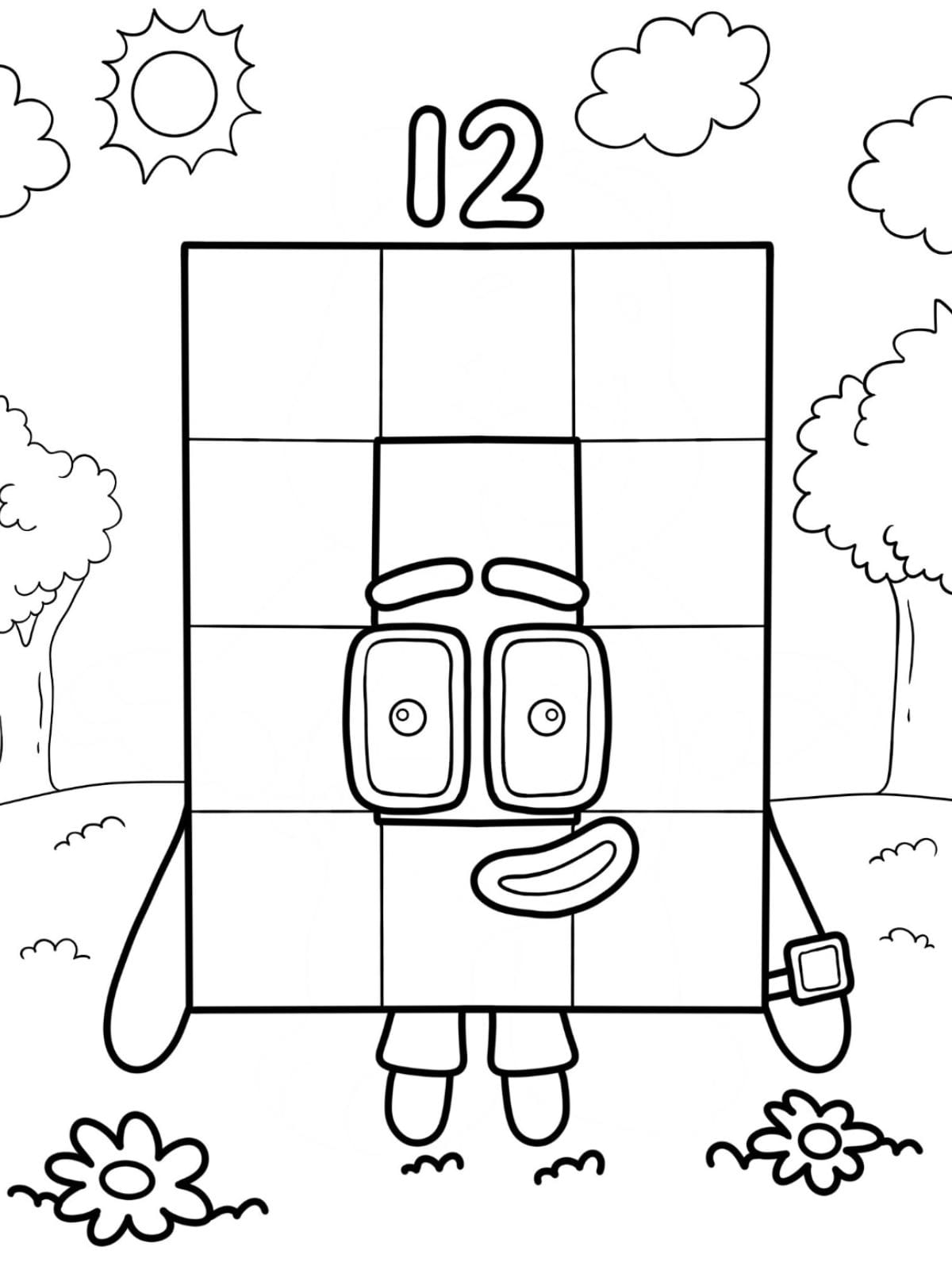 Ausmalbilder Numberblocks Zwölf