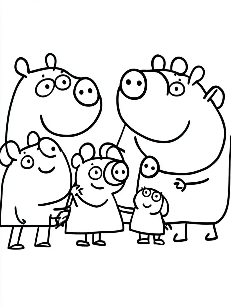 Ausmalbilder Peppa Herzliche Familie